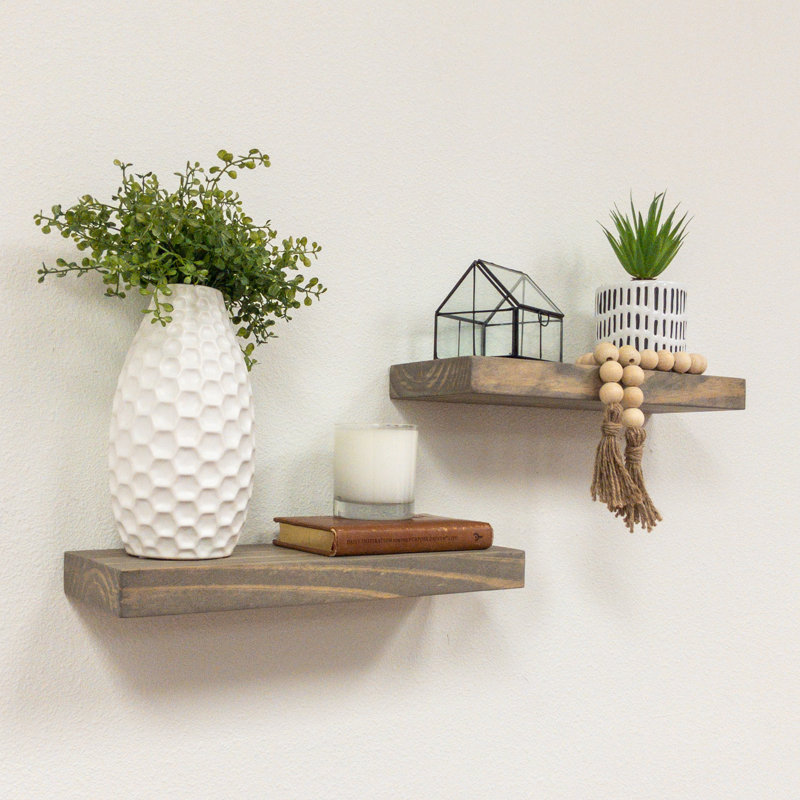 Birch Lane™ Grant 2 Piece Pine Solid Wood Floating Shelf & Reviews